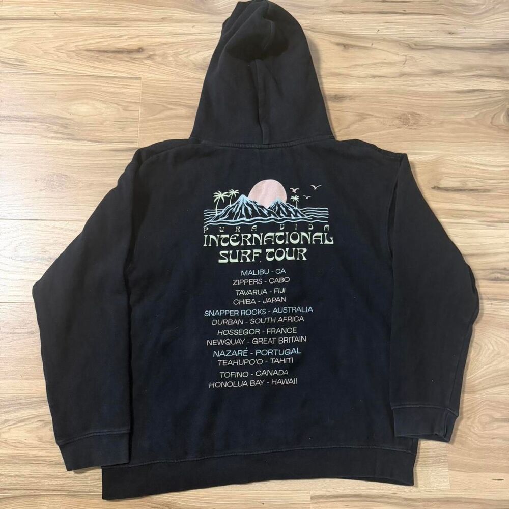 Pura Vida black surf international tour hoodie beach y2K style Size Large